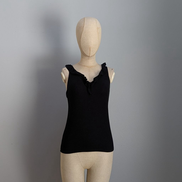 Reformation Black Ruffle Tank Top - XS - Picture 1 of 8